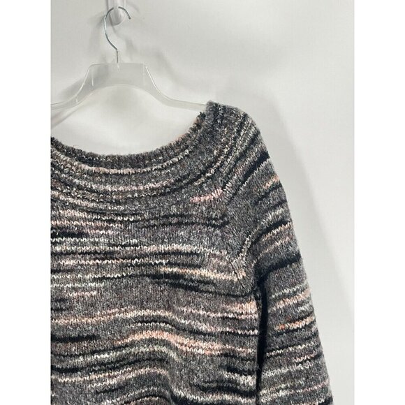 Express Chunky Knit Wool Blend Striped Sweater Brown Sz Large - Picture 3 of 6